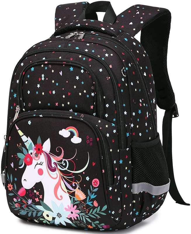 abshoo Cute Unicorn School Backpack For Girls Elementary Kindergarten Kids School Bag (Unicorn Black) - Image 2