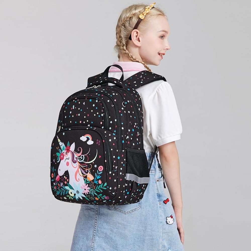 abshoo Cute Unicorn School Backpack For Girls Elementary Kindergarten Kids School Bag (Unicorn Black) - Image 6