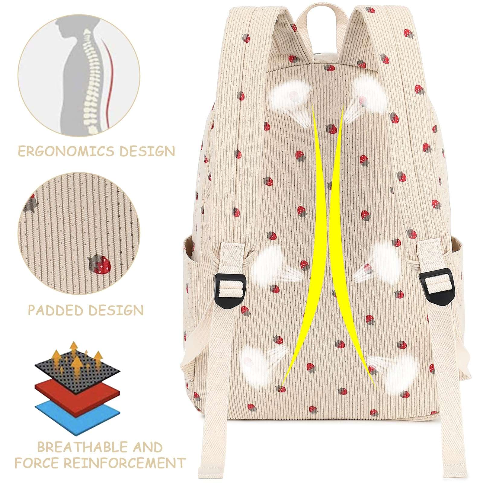 Bluboon School Backpack Set Girls Womens Laptop Bookbag Casual Daypack Fits 15 inch Laptop with Lunch Tote Bag and Pencil Bag - Image 7