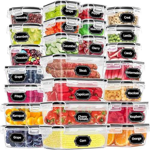 PRAKI 24 Pack Meal Prep Containers, Food Storage Containers set with Lids | Plastic Food Prep Containers for Pantry Kitchen Organizers and Storage, BPA-Free, Leak-Proof, Microwave/Dishwasher Safe - Image 1