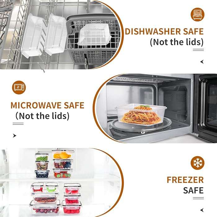 PRAKI 24 Pack Meal Prep Containers, Food Storage Containers set with Lids | Plastic Food Prep Containers for Pantry Kitchen Organizers and Storage, BPA-Free, Leak-Proof, Microwave/Dishwasher Safe - Image 6