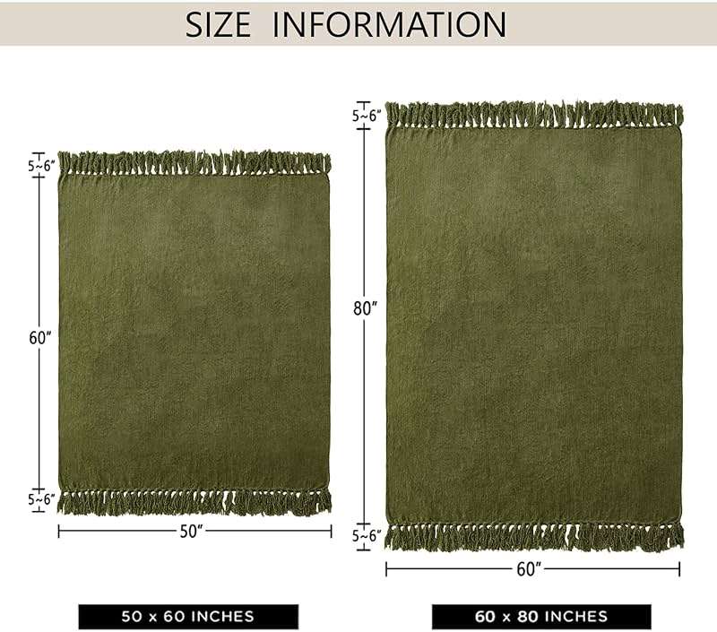 LONG CREATE Chenille Throw Blanket for Couch 50"X 60", Soft Cozy Throws with Fringe Tassel for Bed Sofa Chair Cover, Lightweight Knitted Decorative Boho Blankets for Living Room, Olive Green - Image 3