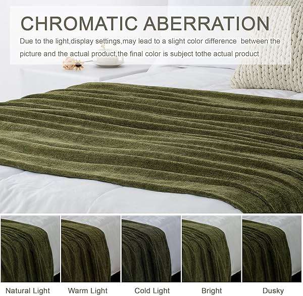 LONG CREATE Chenille Throw Blanket for Couch 50"X 60", Soft Cozy Throws with Fringe Tassel for Bed Sofa Chair Cover, Lightweight Knitted Decorative Boho Blankets for Living Room, Olive Green - Image 4