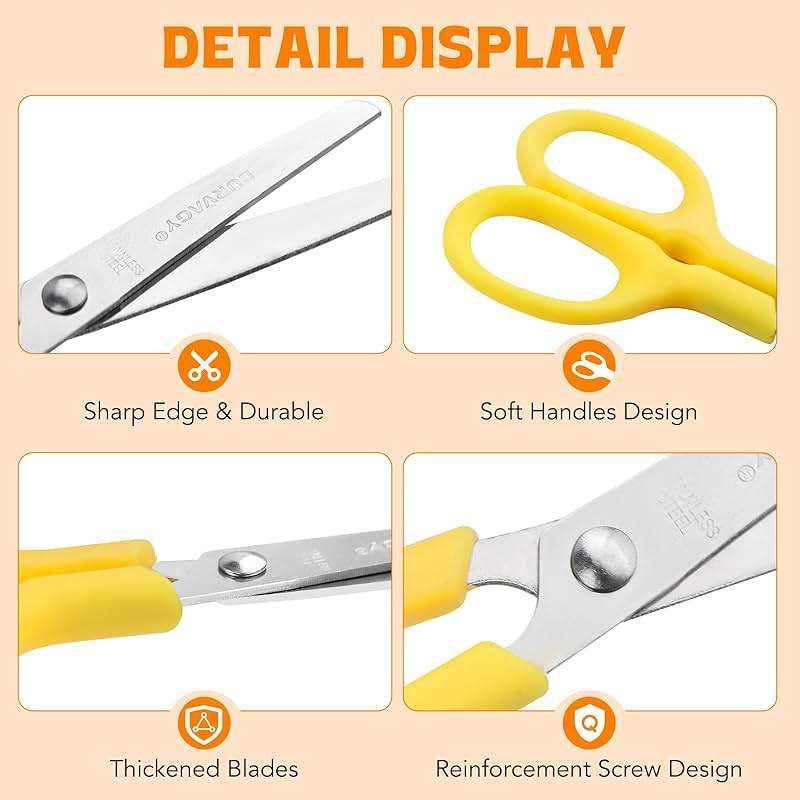 BURVAGY 60Pack 5" Small School Student Blunt Craft Kids Scissors, Sharp Stainless Steel Blades Safety Comfort Grip Scissors for Kids Children Cutting Paper, 5Inch - Image 3