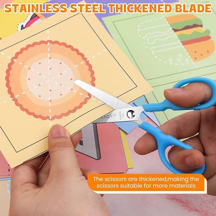 BURVAGY 60Pack 5" Small School Student Blunt Craft Kids Scissors, Sharp Stainless Steel Blades Safety Comfort Grip Scissors for Kids Children Cutting Paper, 5Inch - Image 5