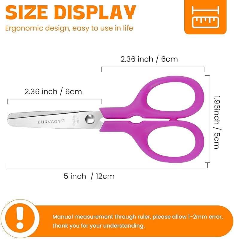 BURVAGY 60Pack 5" Small School Student Blunt Craft Kids Scissors, Sharp Stainless Steel Blades Safety Comfort Grip Scissors for Kids Children Cutting Paper, 5Inch - Image 9