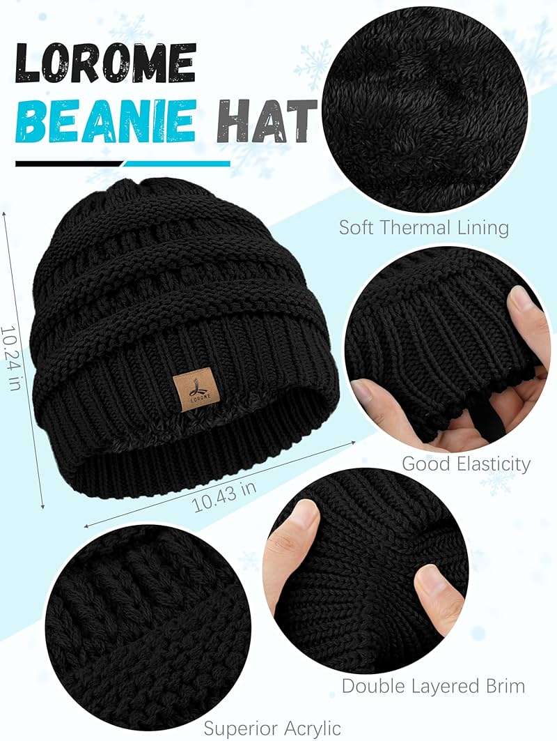 Winter Beanie Hat Scarf Gloves, Warm Fleece Knit Hats Touch Screen Gloves Neck Scarf Set Winter Gifts for Unisex Adult - Image 2