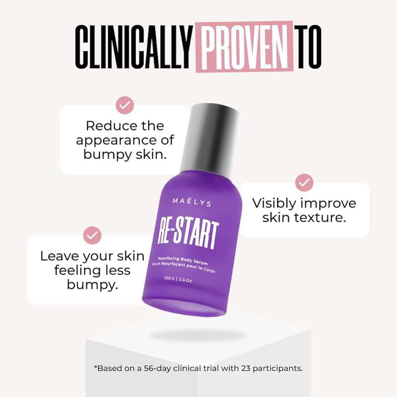 MAËLYS RE-START Resurfacing Body Serum - AHA Exfoliating Treatment with Hyaluronic Fusion, Glycolic Acid, and Niacinamide for Bumpy Skin and Uneven Texture (3.5 Fl Oz) - Image 3