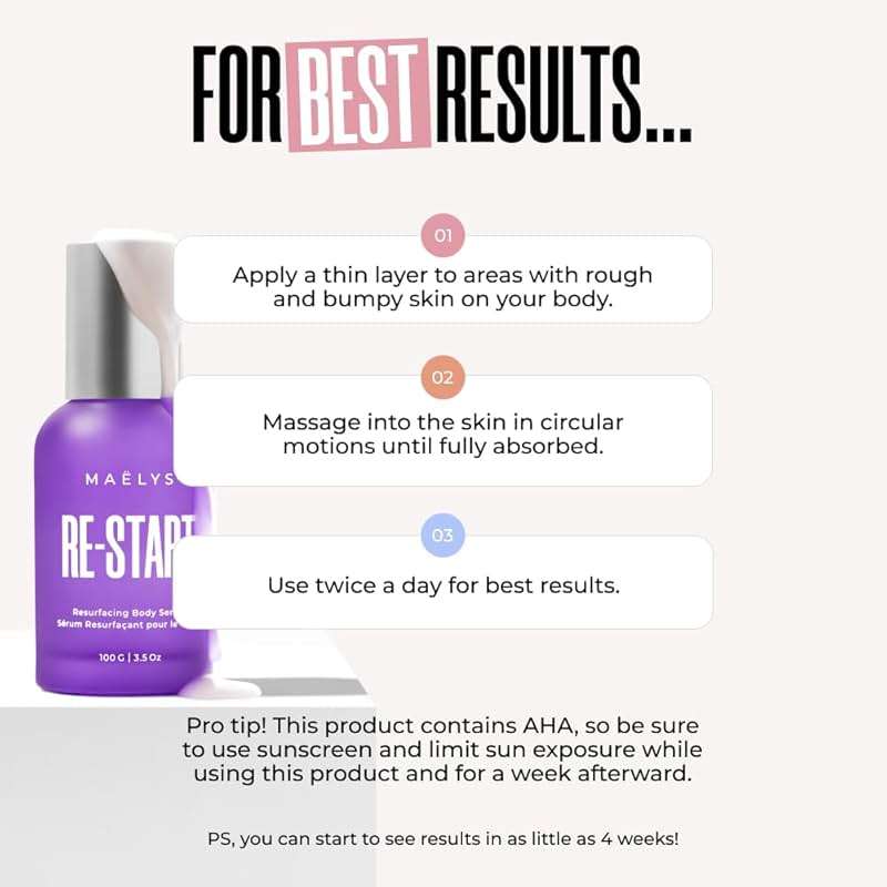 MAËLYS RE-START Resurfacing Body Serum - AHA Exfoliating Treatment with Hyaluronic Fusion, Glycolic Acid, and Niacinamide for Bumpy Skin and Uneven Texture (3.5 Fl Oz) - Image 5