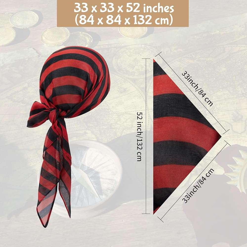 Zando Pirate Accessories Women Men Teens - Pirate Bandana Head Scarf Hat Belt Sash for Halloween Renaissance Themed Cosplay - Image 2