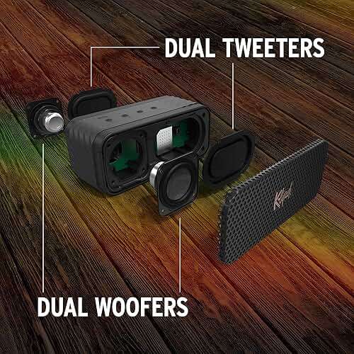 Klipsch Nashville Portable Bluetooth Speaker with a 2.25" full range drivers for 360 degree audio, IP67 dust and waterproof rating, 24 hours of playtime for a premium live concert experience - Image 5