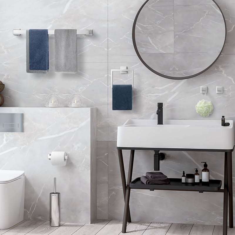 10-Pieces Brushed Nickel Bathroom Accessories Set, Stainless Steel Bathroom Hardware Set, Towel Racks for Bathroom Wall Mounted 24 Inch Bath Towel Bar Set. - Image 2