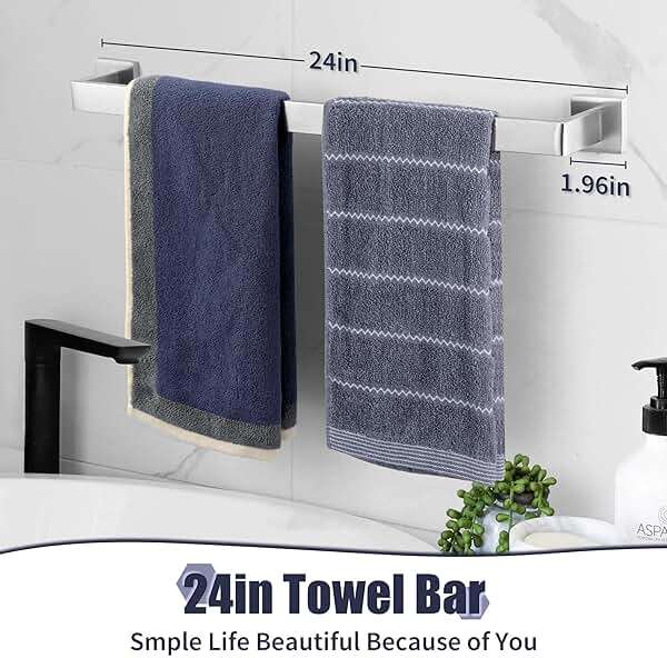 10-Pieces Brushed Nickel Bathroom Accessories Set, Stainless Steel Bathroom Hardware Set, Towel Racks for Bathroom Wall Mounted 24 Inch Bath Towel Bar Set. - Image 3