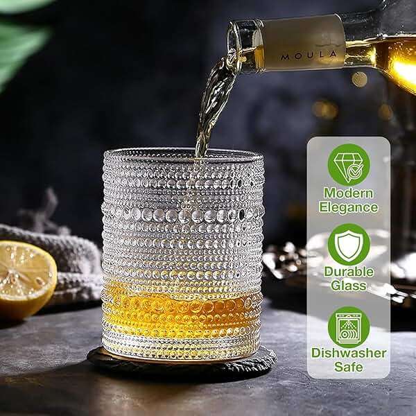 Hlukana Vintage Hobnail Drinking Glasses Set of 8, 12 oz Highball Glasses & 10 oz Cocktail Glasses Set, Kitchen Water Glasses Cup, Bar Tumbler Glassware Set for Beer, Juice, Cocktail, Whiskey, Milk - Image 5