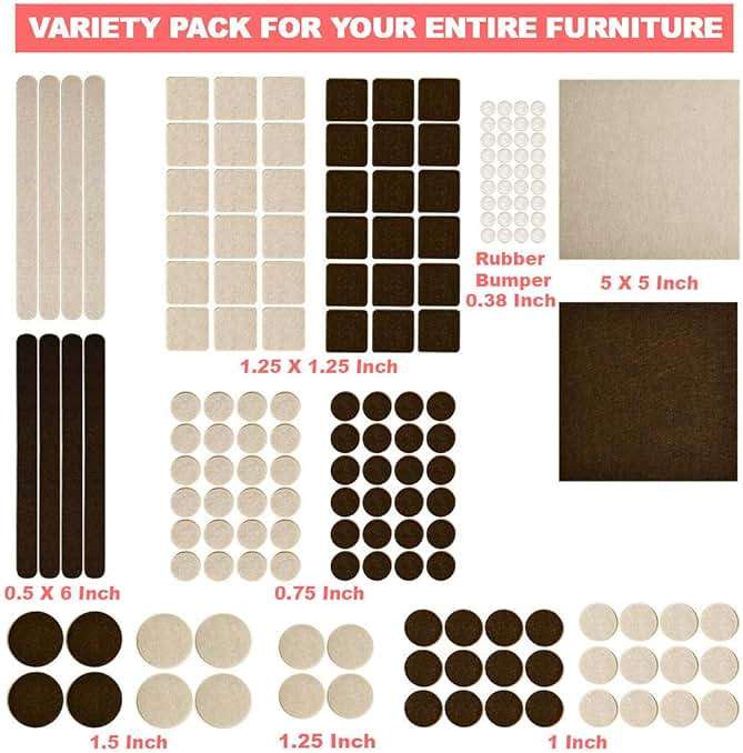 165 Piece Two Colors - Variety Size Furniture Felt Pads. Self Adhesive Pads with Transparent Noise Reduction Bumpers. Floor Protectors for Hardwood & Laminate Flooring-165 Piece - Image 2