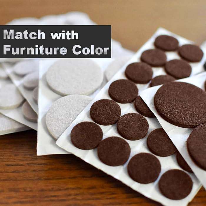 165 Piece Two Colors - Variety Size Furniture Felt Pads. Self Adhesive Pads with Transparent Noise Reduction Bumpers. Floor Protectors for Hardwood & Laminate Flooring-165 Piece - Image 4
