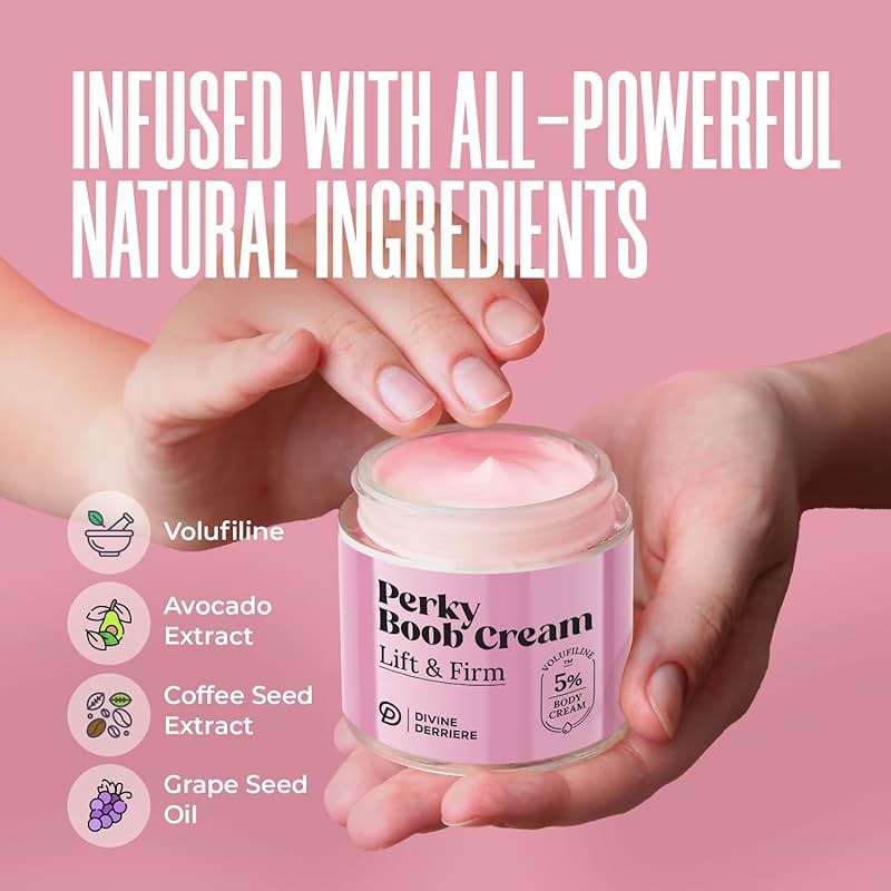 Divine Derriere Perky Body Cream - Lift & Firm Skin Tightening Cream for Body - Moisturizing Chest Firming Cream with Volufiline Helps Tighten Saggy Crepey Skin for a Perkier Look & Toned Décolleté - Image 5