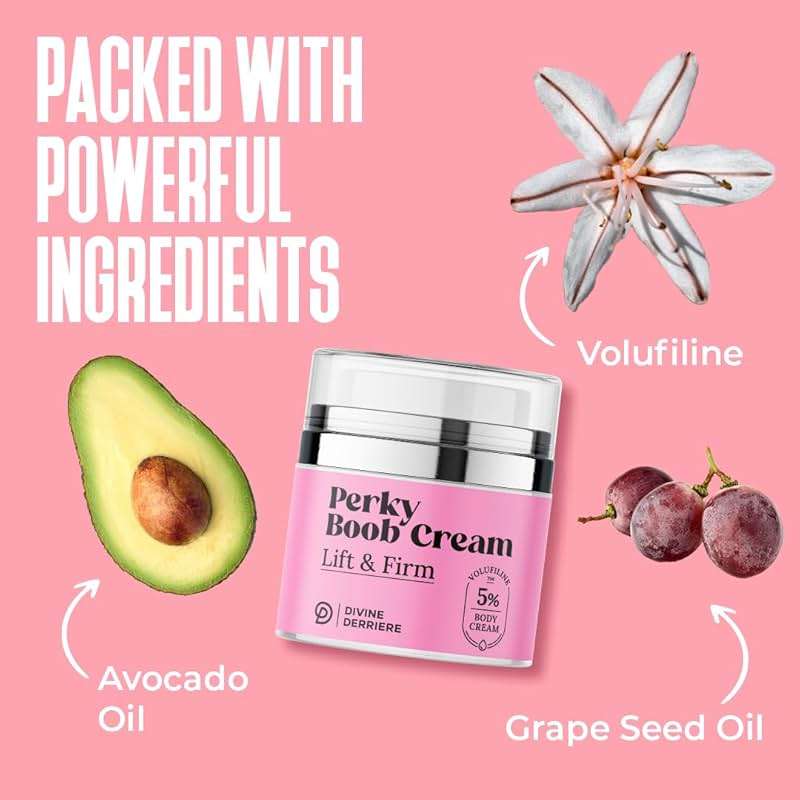 Divine Derriere Perky Body Cream - Lift & Firm Skin Tightening Cream for Body - Moisturizing Chest Firming Cream with Volufiline Helps Tighten Saggy Crepey Skin for a Perkier Look & Toned Décolleté - Image 8