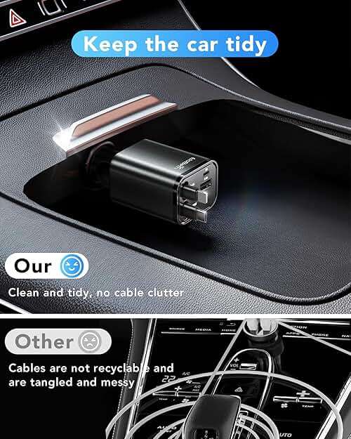 Retractable Car Charger,Car Phone Charger USB C Fast Charge,Cigarette Lighter USB Charger Car Accessories for Women,Road Trip Essentials Gift for Men,Car Charger for iPhone 17/16/15,Galaxy S26,Pixel - Image 8