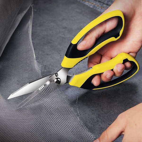 BoFuYuan Utility Scissors Heavy Duty: 8-Inch sharp Scissors All Purpose heavy duty, Serrated Blades Cut Carpet, Cardboard, Wire, Leather, Fabric, Multipurpose Shears for Kitchen, Garden, Office, Craft - Image 7