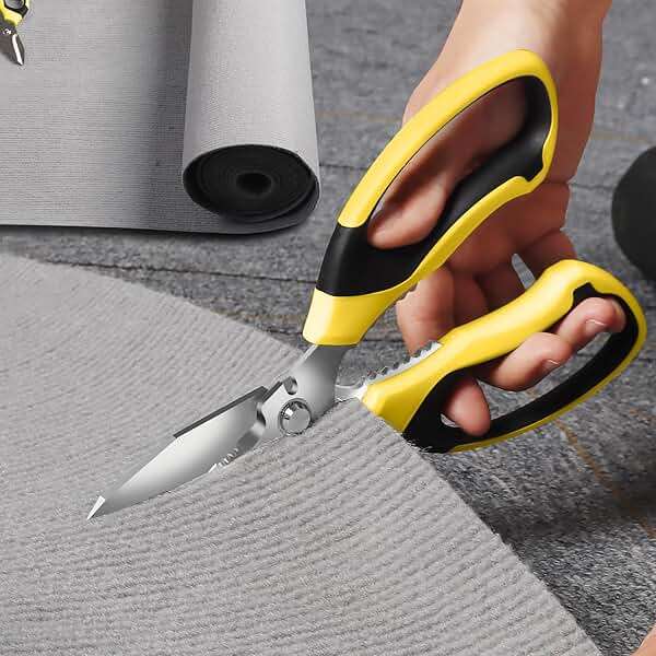 BoFuYuan Utility Scissors Heavy Duty: 8-Inch sharp Scissors All Purpose heavy duty, Serrated Blades Cut Carpet, Cardboard, Wire, Leather, Fabric, Multipurpose Shears for Kitchen, Garden, Office, Craft - Image 8