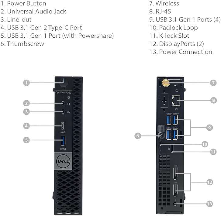 Dell OptiPlex 7060 Micro Desktop Business PC, Intel Core i5-8500T 2.1GHz, 16GB, 512GB SSD, USB Type-C, Windows 11 (Renewed), Black - Image 2