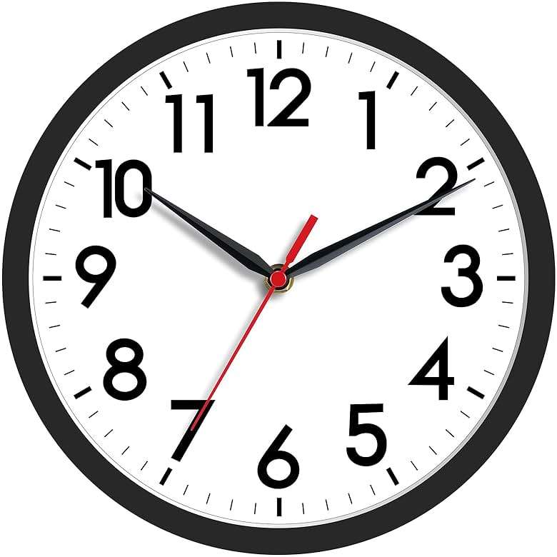 AKCISOT Wall Clock, Modern Small Wall Clocks Battery Operated 8 Inch, Silent Non-Ticking Analog Classic for Office, Home, Bathroom, Kitchen, Bedroom, School(Black) - Image 1