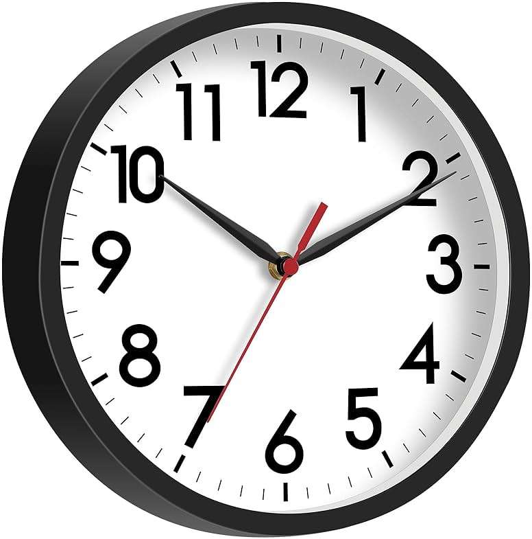 AKCISOT Wall Clock, Modern Small Wall Clocks Battery Operated 8 Inch, Silent Non-Ticking Analog Classic for Office, Home, Bathroom, Kitchen, Bedroom, School(Black) - Image 7