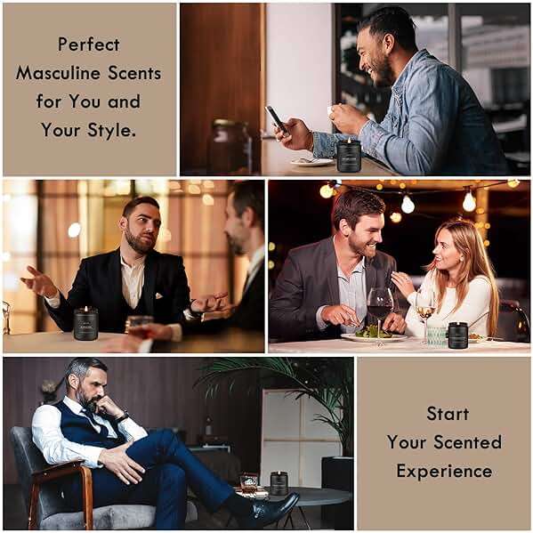 Scented Candles Set | Men Candle Set, Scented Candles for Home, Gifts for Men Aromatherapy Gift Set - 4 Pack Manly Gifts for Dad Fathers Day, Soy Candle of Leather/Smoke & Vanilla/Oak/Lavender - Image 8