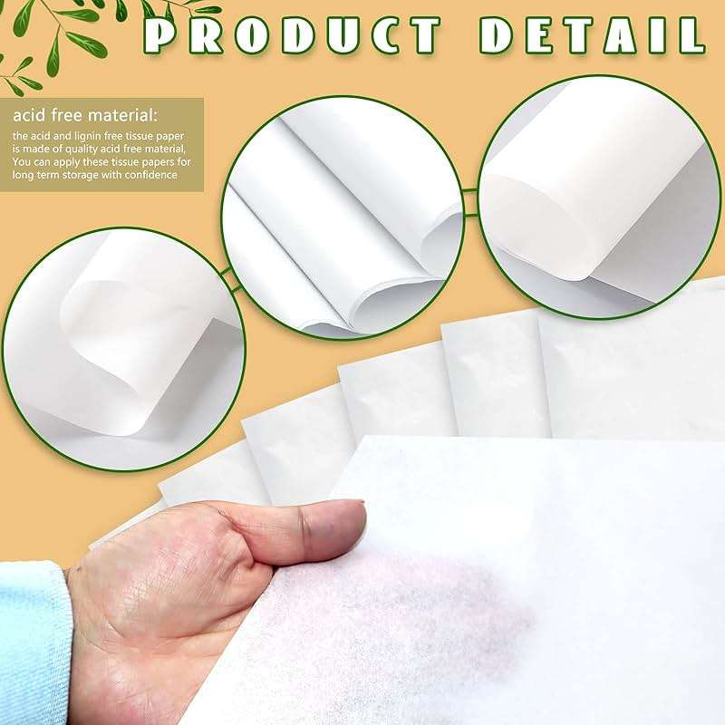 RYKOMO 100 Sheets 24 x 36 Inch Acid Free Archival Tissue Paper Unbuffered No Acid Paper White Packing Tissue Papers for Preserving Clothing Storage Festival Mother's Day Arts Craft Decoration - Image 3