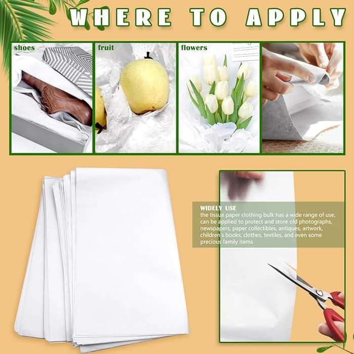 RYKOMO 100 Sheets 24 x 36 Inch Acid Free Archival Tissue Paper Unbuffered No Acid Paper White Packing Tissue Papers for Preserving Clothing Storage Festival Mother's Day Arts Craft Decoration - Image 4