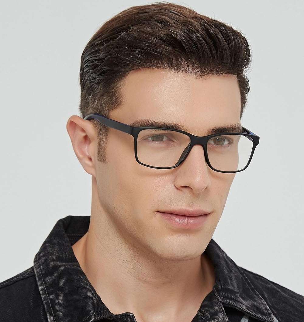 JJWELL 3 Pack Reading Glasses for Men Blue Light Blocking with Spring Hinge, Anti Eyestrain/Dryness/UV Large Wide Square Readers for Men, Two Tone Computer Reader Glasses Eyeglass(1.0 Strength) - Image 2