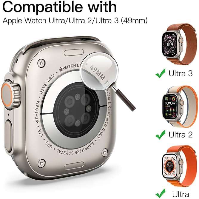 JETech Case with Screen Protector for Apple Watch Ultra 3/2/1 49mm, Overall Protective Cover, Built-in Tempered Glass Film High Sensitivity, 2 Pack (Clear) - Image 2