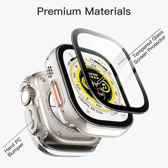 JETech Case with Screen Protector for Apple Watch Ultra 3/2/1 49mm, Overall Protective Cover, Built-in Tempered Glass Film High Sensitivity, 2 Pack (Clear) - Image 3