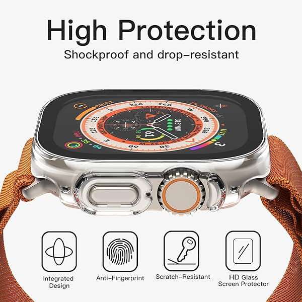 JETech Case with Screen Protector for Apple Watch Ultra 3/2/1 49mm, Overall Protective Cover, Built-in Tempered Glass Film High Sensitivity, 2 Pack (Clear) - Image 5