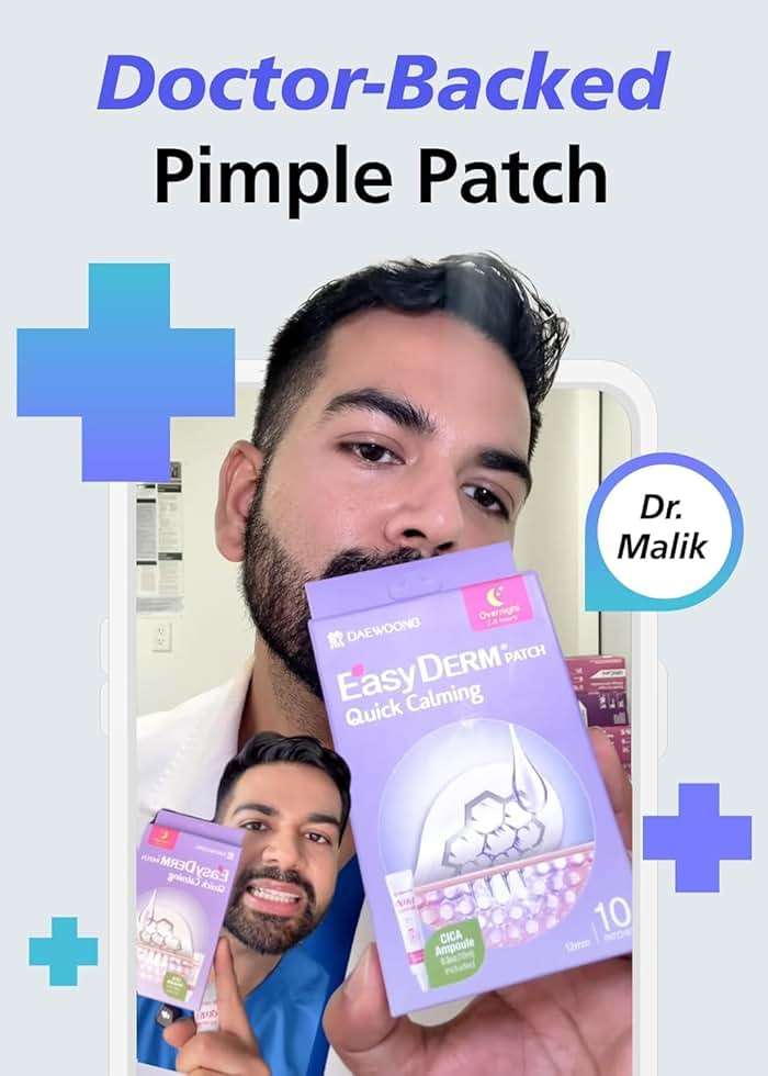 EasyDerm Quick Calming Magnesium Pimple Patches – Acne Spot Treatment with Tweezers & Ampoule, 10 Patches, Zit Sticker, Daewoong Pharmaceutical, Summer Season Travel Essentials - Image 3
