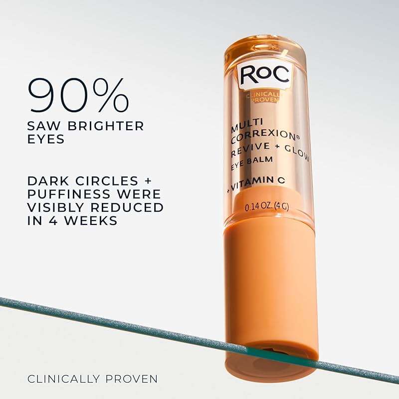 RoC Multi Correxion Revive + Glow Eye Balm with Vitamin C (0.14 oz) + Retinol Eye Cream Packette - Image 3
