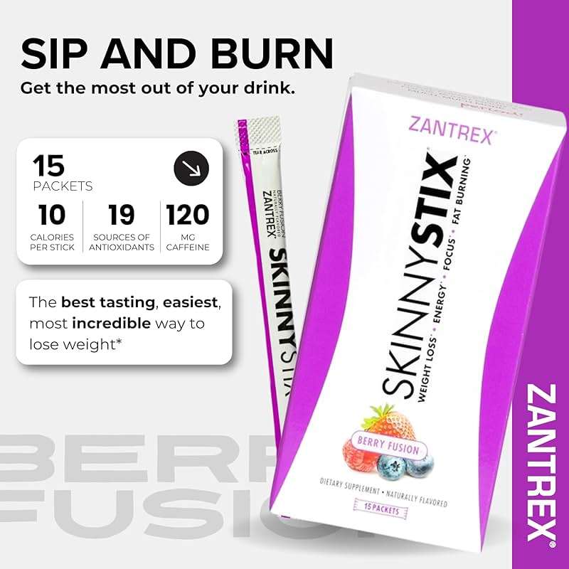 Zantrex SkinnyStix Berry Fusion GLP-1 Support Drink Mix, Energy & Metabolic Support Powder, Appetite Control, 15 Single-Serving Packets - Image 2