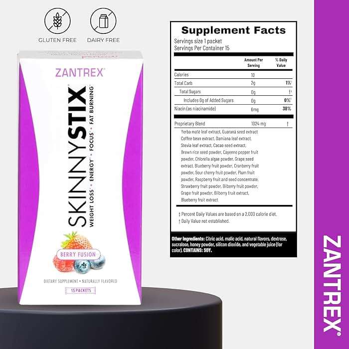Zantrex SkinnyStix Berry Fusion GLP-1 Support Drink Mix, Energy & Metabolic Support Powder, Appetite Control, 15 Single-Serving Packets - Image 8