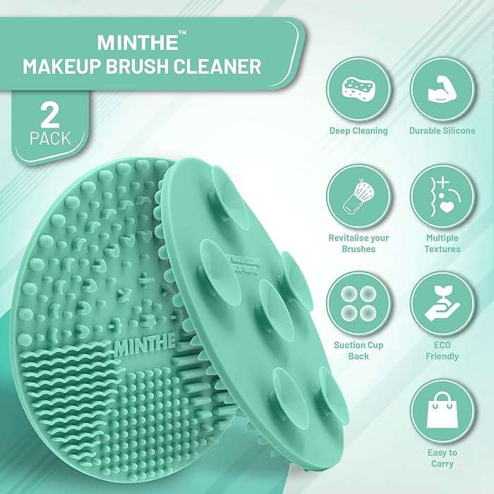 MINTHE™ Makeup Brush Cleaner Mat | 2 Pack | Silicone Make up Cleaning Pad - Image 2