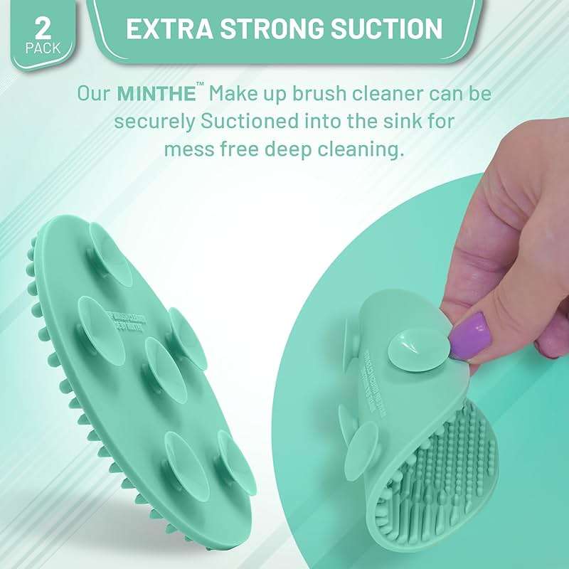MINTHE™ Makeup Brush Cleaner Mat | 2 Pack | Silicone Make up Cleaning Pad - Image 4