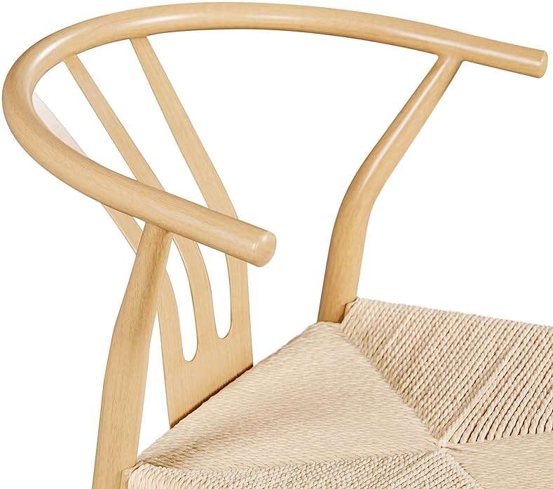 Yaheetech Weave Dining Chairs Set of 4 Mid-Century Modern Dining Room Chairs with Hemp Seat Metal Legs, Wood Color - Image 4
