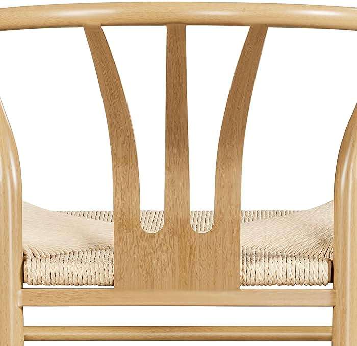 Yaheetech Weave Dining Chairs Set of 4 Mid-Century Modern Dining Room Chairs with Hemp Seat Metal Legs, Wood Color - Image 6
