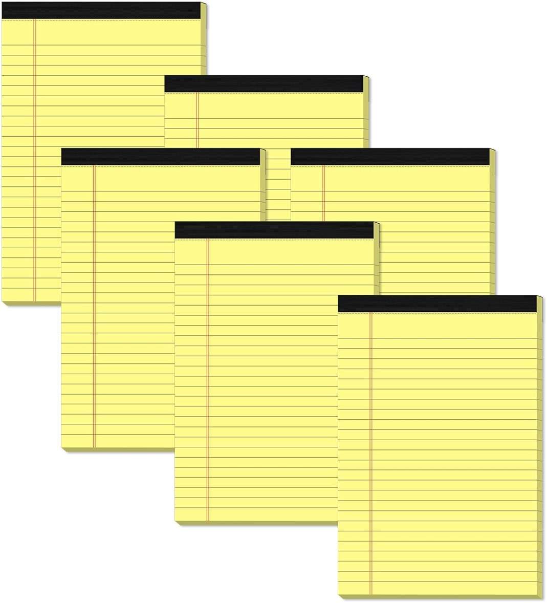 Yellow Note Pads 5x8 Small Legal Pads College Ruled Notepad for Office 6 Pack Yellow Writing Pads 5x8 Narrow Ruled Paper Pads 25 Lines 80 GSM Paper Tablets 5x8" Lined Notepads With 30 Sheets Per Pad - Image 1