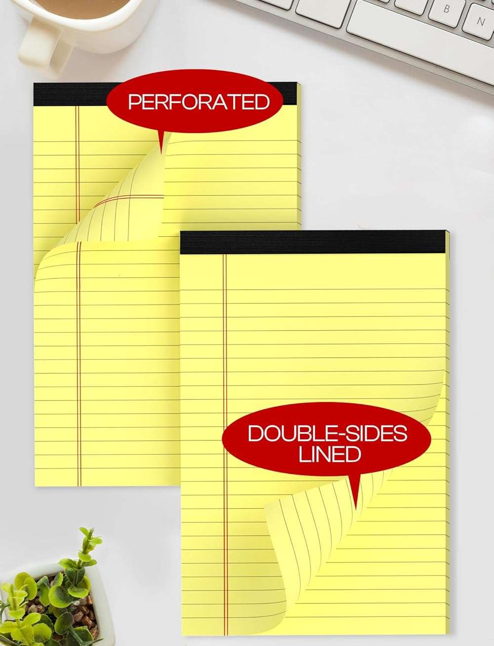 Yellow Note Pads 5x8 Small Legal Pads College Ruled Notepad for Office 6 Pack Yellow Writing Pads 5x8 Narrow Ruled Paper Pads 25 Lines 80 GSM Paper Tablets 5x8" Lined Notepads With 30 Sheets Per Pad - Image 5