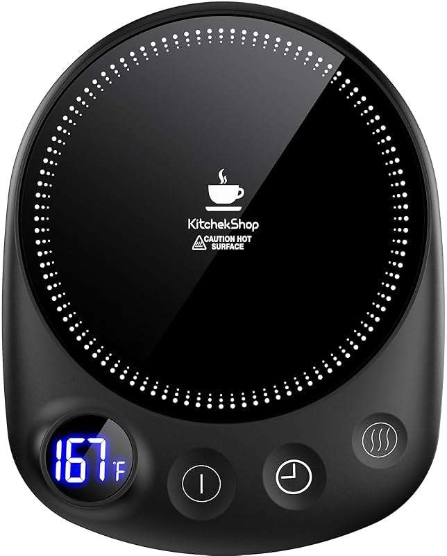 KitchekShop Coffee Mug Warmer-Fastest Heating & Highest Temperature, Coffee Cup Warmer for Desk Auto Shut Off, 4 Temp Settings & 1-12H Timer, Smart Electric Mug & Candle Warmer for Coffee, Tea (Black) - Image 1