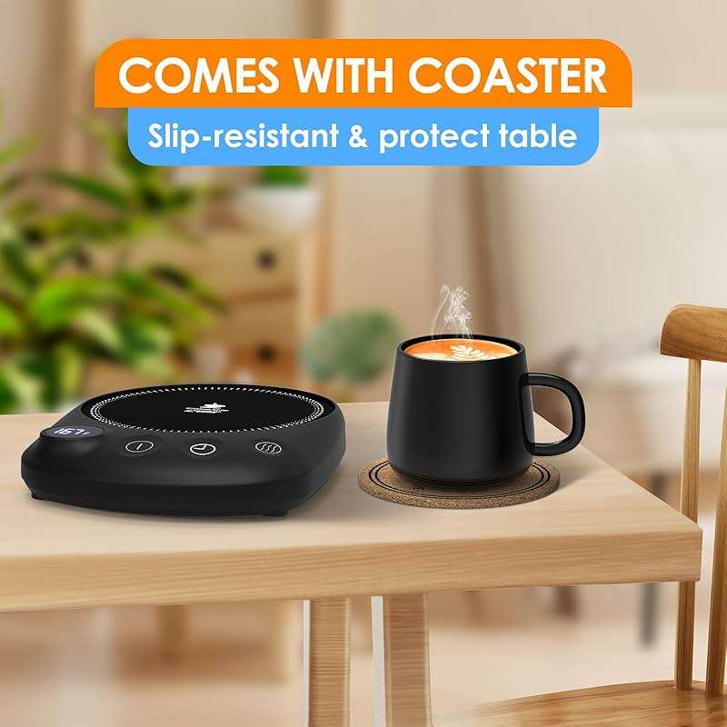 KitchekShop Coffee Mug Warmer-Fastest Heating & Highest Temperature, Coffee Cup Warmer for Desk Auto Shut Off, 4 Temp Settings & 1-12H Timer, Smart Electric Mug & Candle Warmer for Coffee, Tea (Black) - Image 6
