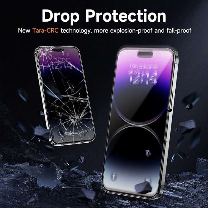 sorlnern 3-Pack for Privacy Screen Protector for iPhone 15/15 Pro, Sensor Protection, Anti Spy Private Tempered Glass Film, Touch Sensitive, Bubble-Free, 9H Hardness Screen Protection 6.1 Inch - Image 3