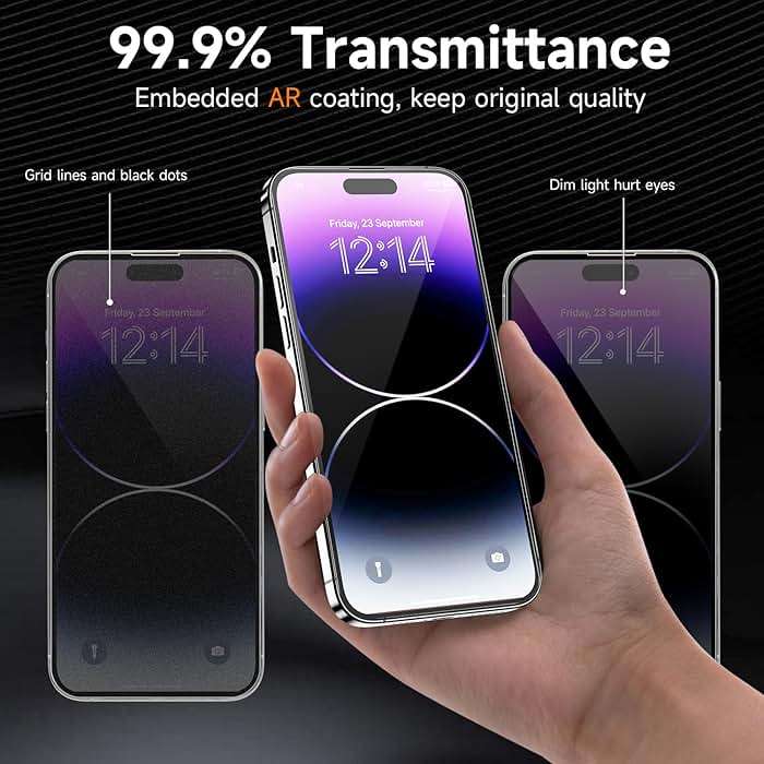 sorlnern 3-Pack for Privacy Screen Protector for iPhone 15/15 Pro, Sensor Protection, Anti Spy Private Tempered Glass Film, Touch Sensitive, Bubble-Free, 9H Hardness Screen Protection 6.1 Inch - Image 5
