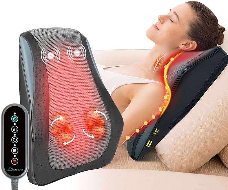Snailax Back Massager with Heat – 3D Shiatsu Massage Pillow for Neck & Back, Fixed Kneading Nodes, Chair & Sofa Use, Gift for Mom, Dad, Women & Men - Image 1